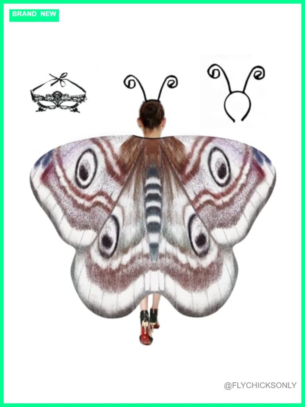 Butterfly Wings Adult Costume with Mask Headband Fairy Cosplay